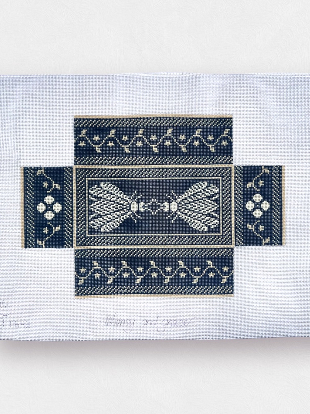 Napoleon's Bee Brick Cover Needlepoint Canvas - 13m - Blue & Cream